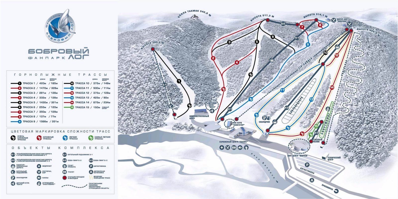 Трассы горнолыжного курорта «Бобровый лог»